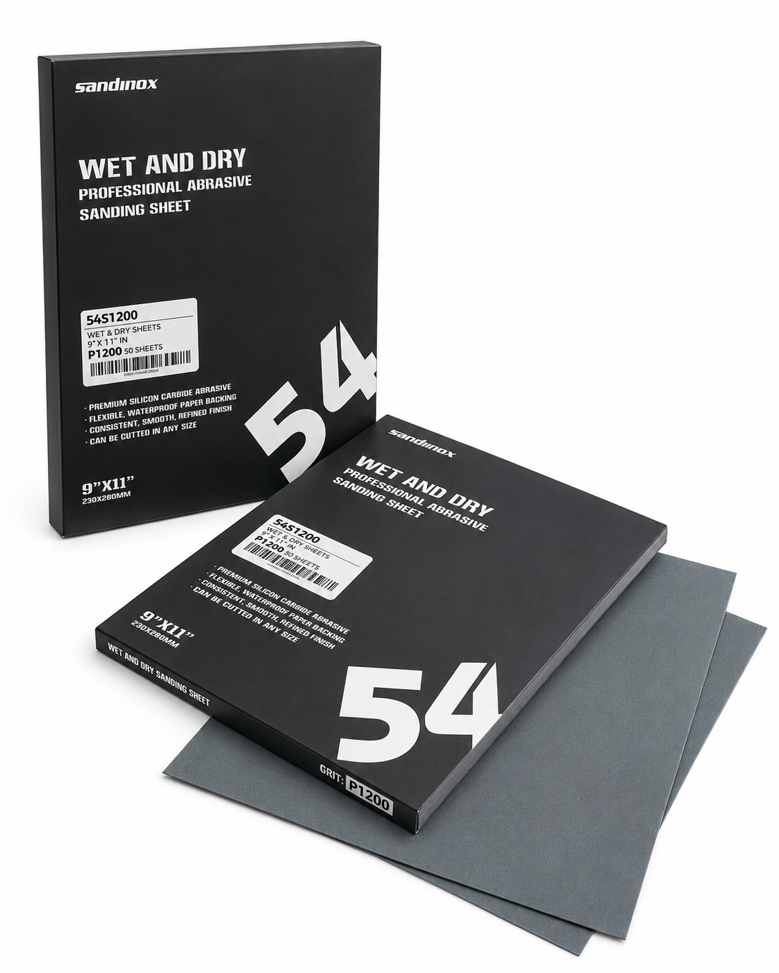 Sandwox Wet & Dry Professional Abrasive Sanding Sheets 9" x 11" – 50 Sheets
