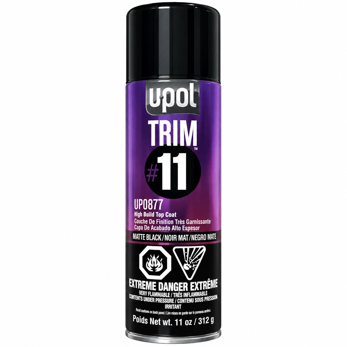U-POL TRIM #11 UP0877 High Build Top Coat – Matte Black – 11 oz