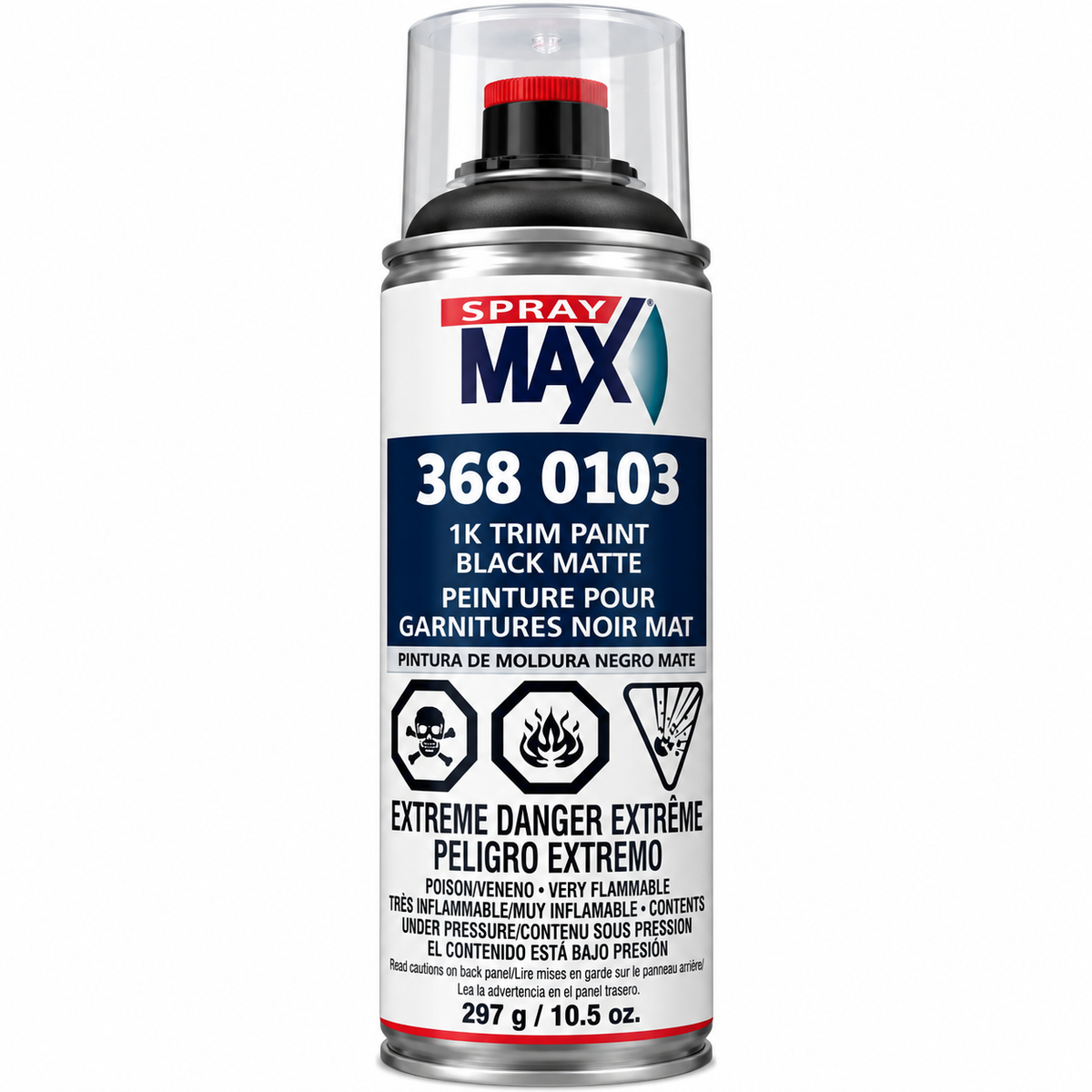 SprayMax 3680103 1K Trim Paint Black Matte – 10.5 oz