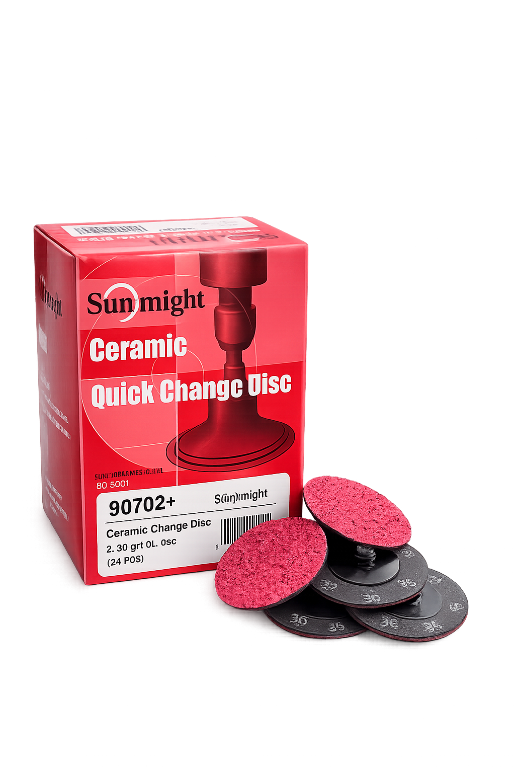 Sunmight 90702+ Ceramic Quick Change Disc 2" 36 Grit - Roloc Style (25 Discs/Box)