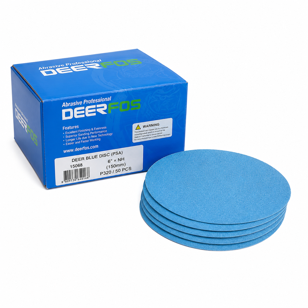 Deerfos Deer Blue 6" PSA Sanding Disc – Premium Adhesive Sanding Discs (50 Discs/Box)