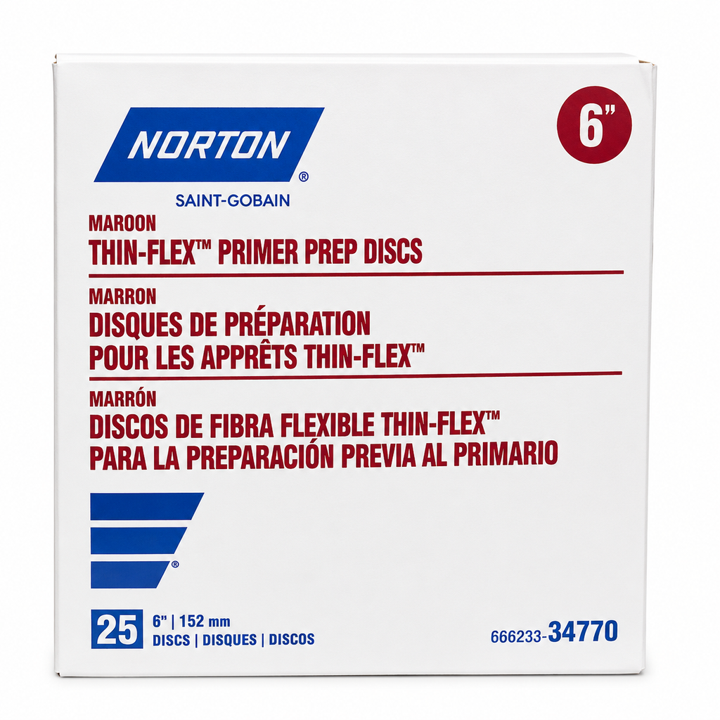 Norton Thin-Flex Primer Prep Discs 6" Maroon Surface Conditioning Discs - 25 Discs