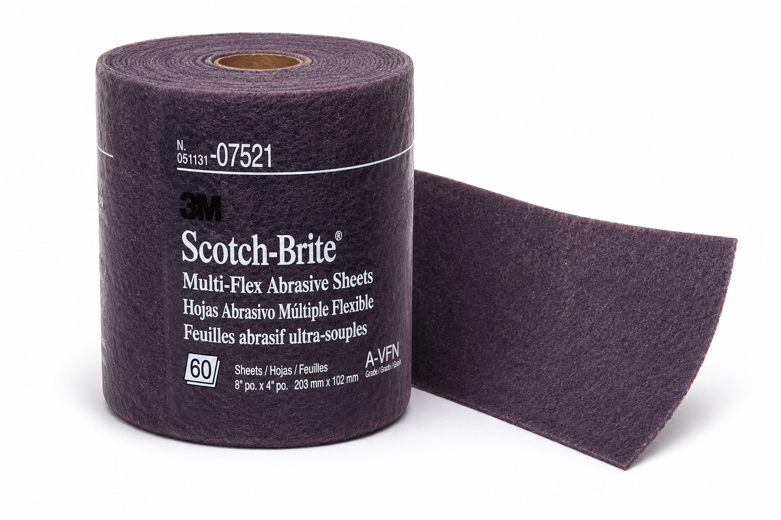 3M Scotch-Brite™ Multi-Flex Abrasive Sheets Roll 07521 A-VFN 8" × 4" – 60 Sheets
