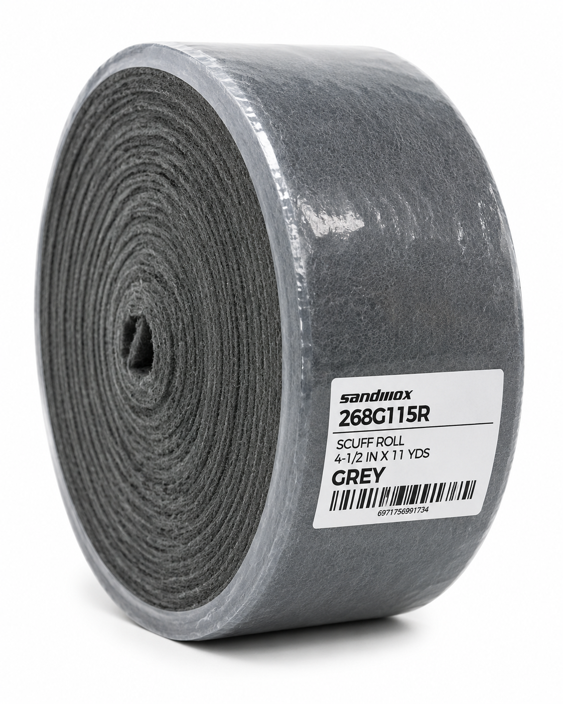Sandwox 268G115R Grey Scuff Roll 4-1/2" x 11 Yards Non-Woven Abrasive Roll