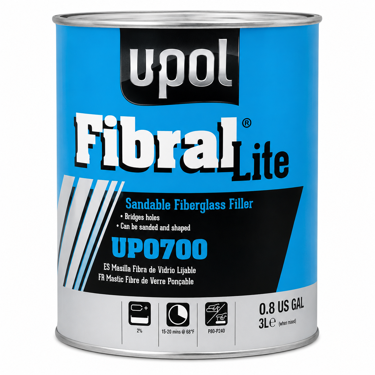 UPOL UP0700 Fibral Lite Sandable Fiberglass Filler – 0.8 US Gallon (3L)