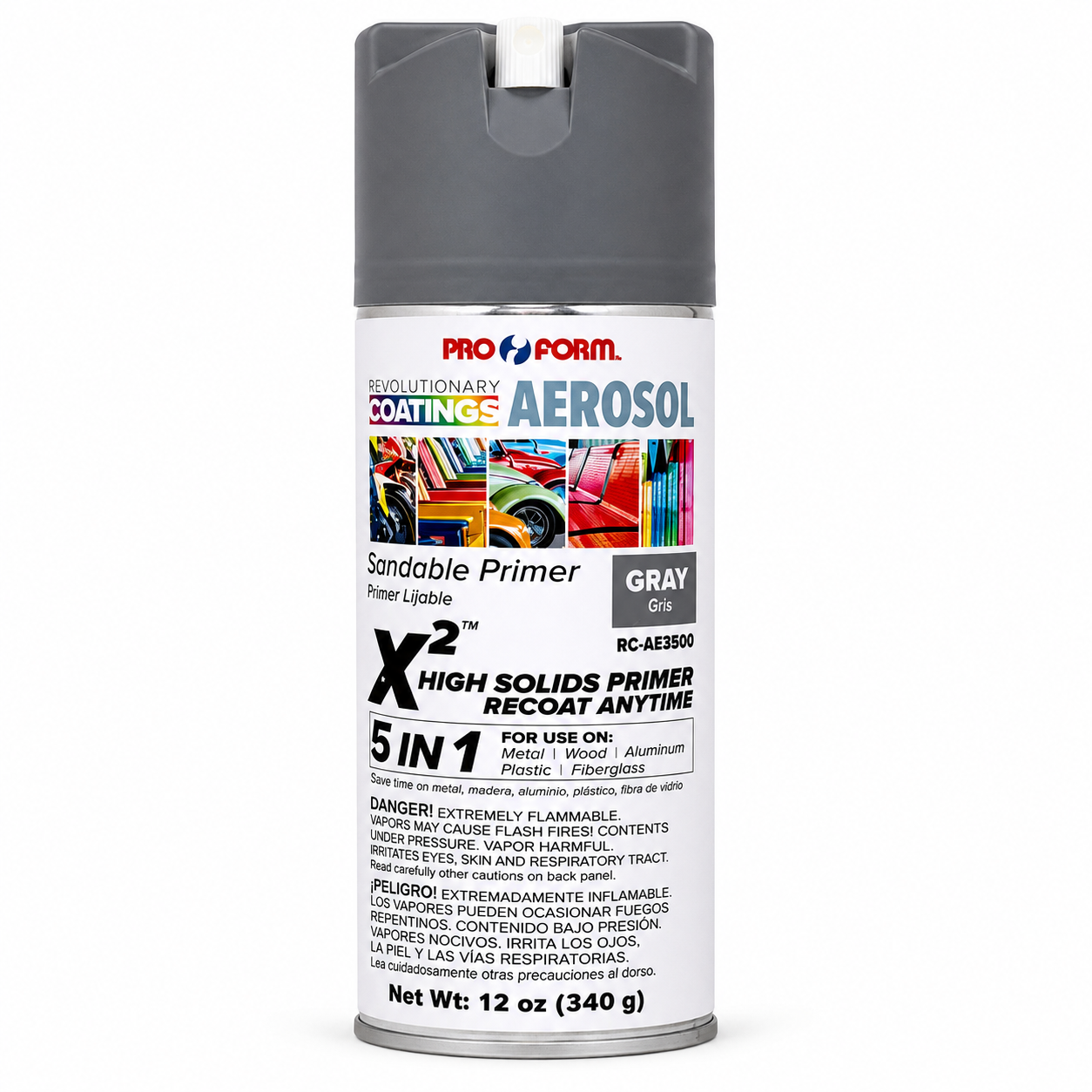 Pro Form RC-AE3500 X² High Solids Sandable Primer Gray 5 in 1 – 12 oz Aerosol