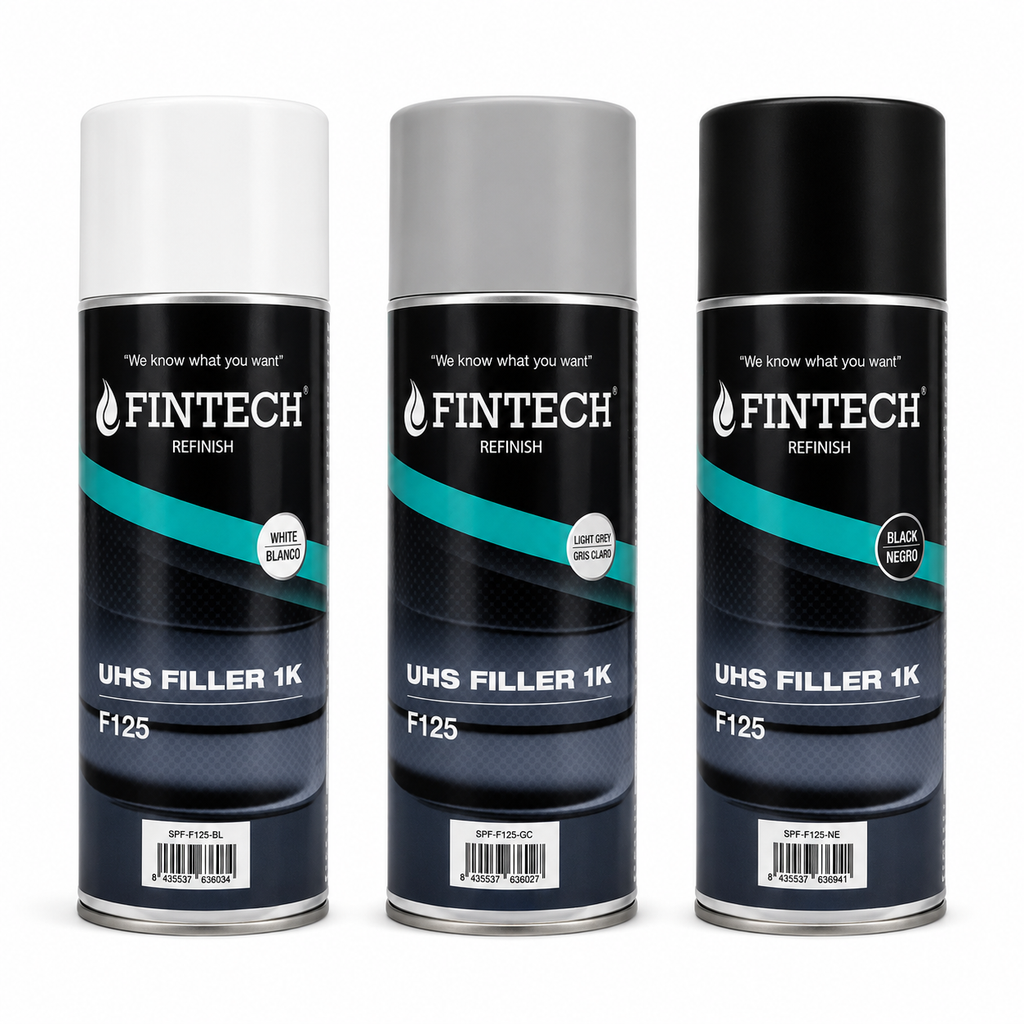 Fintech UHS Filler 1K Aerosol Primer – White, Light Grey & Black