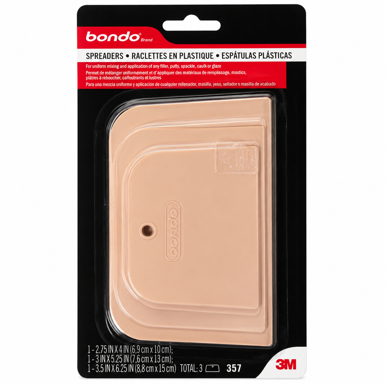 Bondo 357 Plastic Spreaders – 3-Piece Set