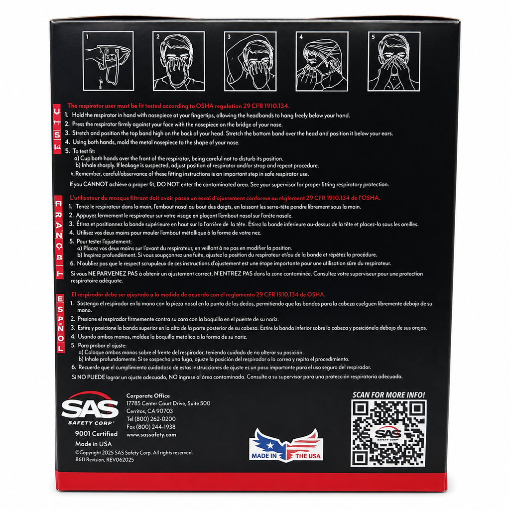 SAS 8611 N95 Valved Particulate Respirator (10-Pack)