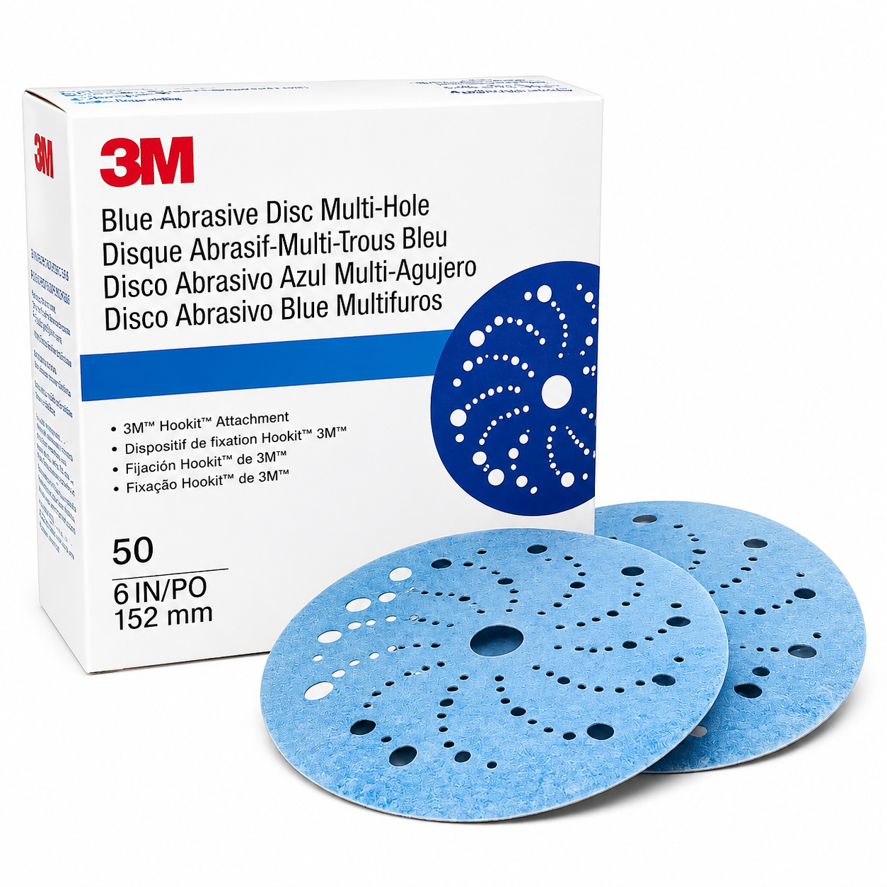 3M Blue Abrasive Disc Multi-Hole Hookit 6" (152 mm) – 50 Discs