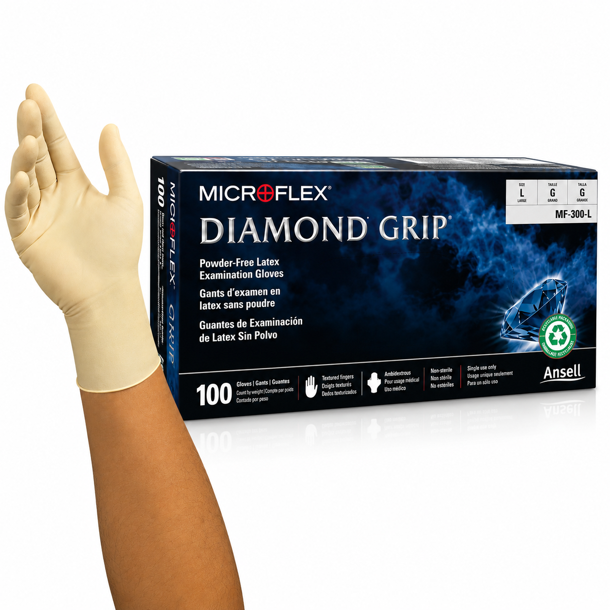 Microflex Diamond Grip Powder-Free Latex Examination Gloves