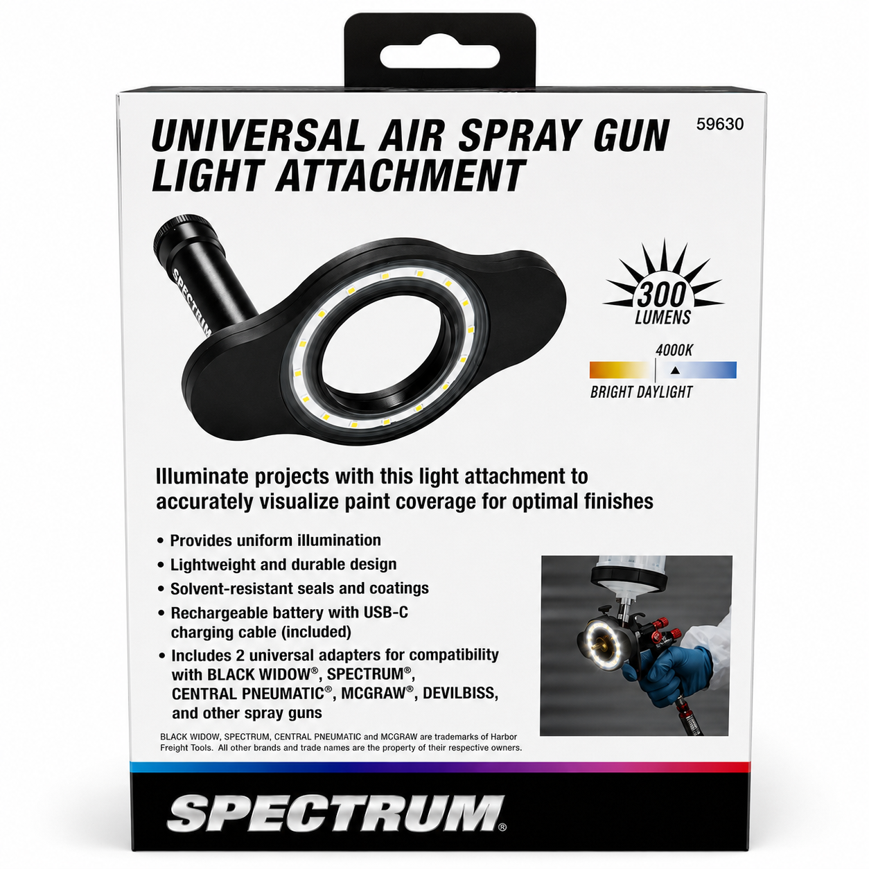 Spectrum Universal Air Spray Gun Light Attachment – 300 Lumens