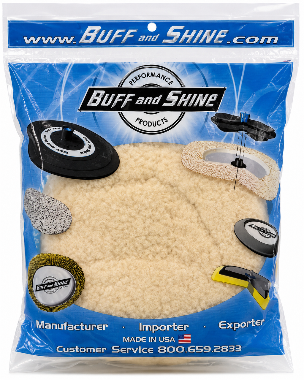Buff and Shine 803N Double Sided 100% Wool Compounding Pad 8"