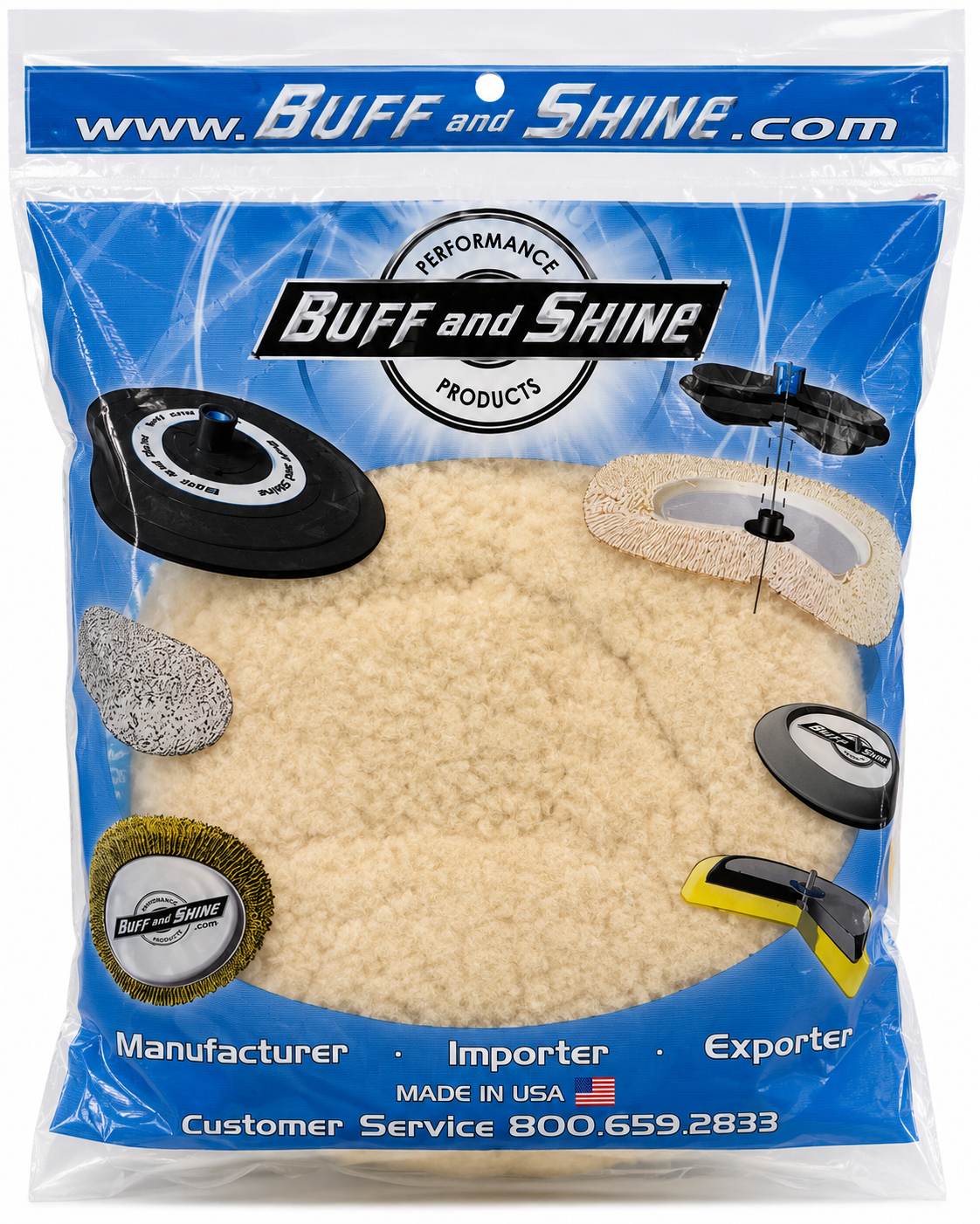 Buff and Shine 803N Double Sided 100% Wool Compounding Pad 8"