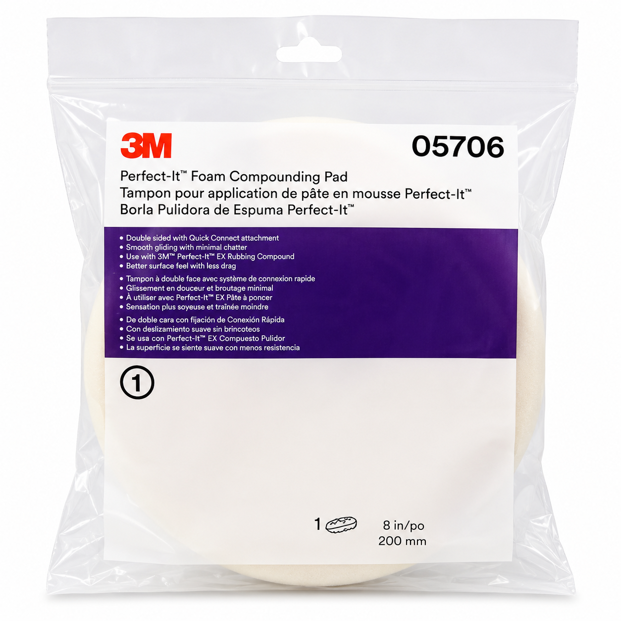 3M Perfect-It Foam Compounding Pad 8" White – 05706