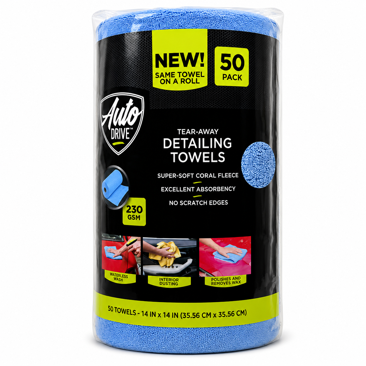 Auto Drive Super Soft Detailing Towels – 8 Pack, 24 Pack & 50 Pack