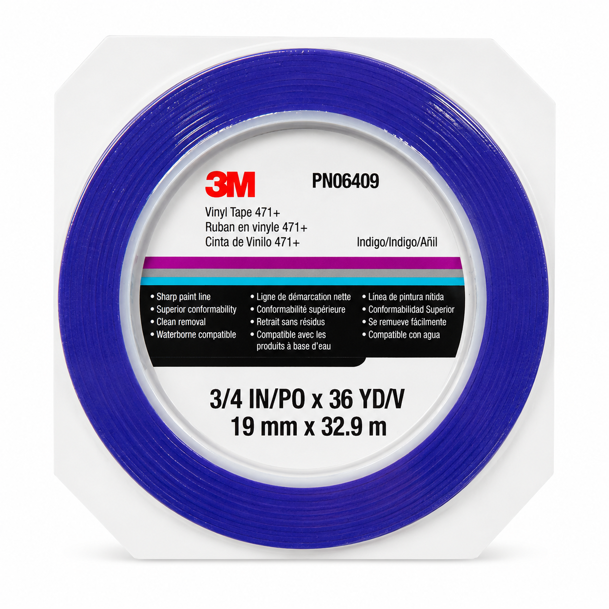 3M Vinyl Fine Line Tape 471+ - Indigo - 36 yd