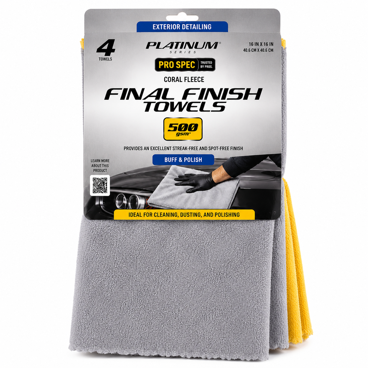 Platinum Series Pro Spec Final Finish Towels – 500 GSM Coral Fleece Microfiber Towels (4 Pack)