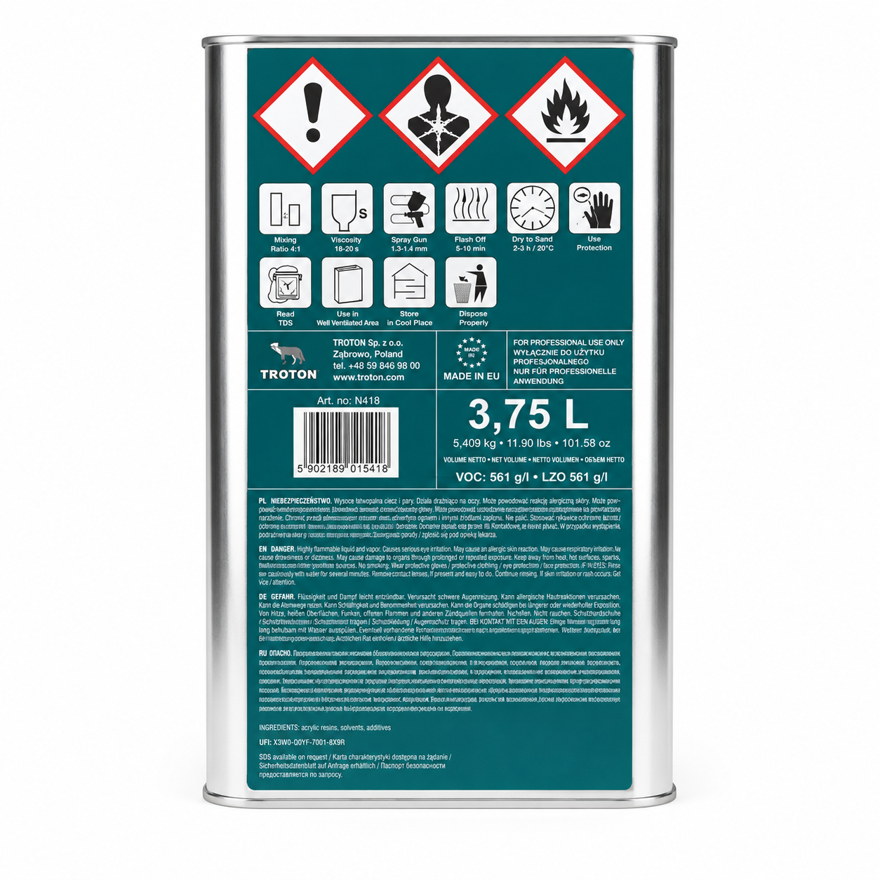 Troton Inter Troton All Set 1K Acrylic Primer - 3.75L