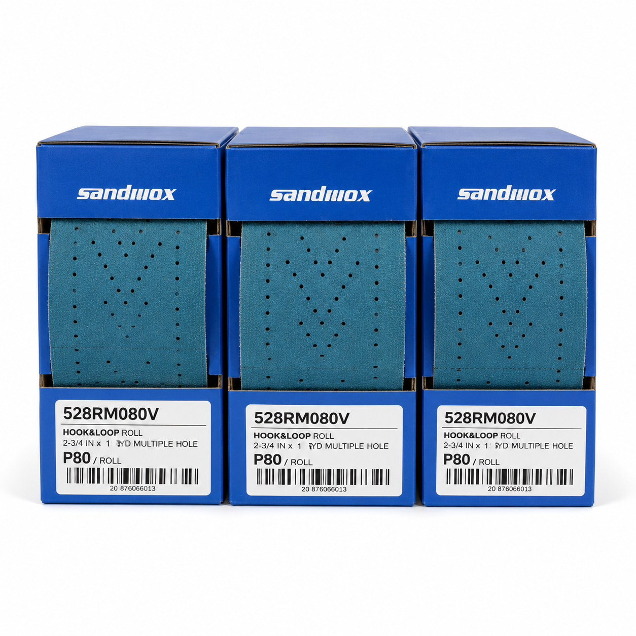 Sandwox 528 Ocean Blue Hook & Loop Sanding Roll 2-3/4" × 13 Yards