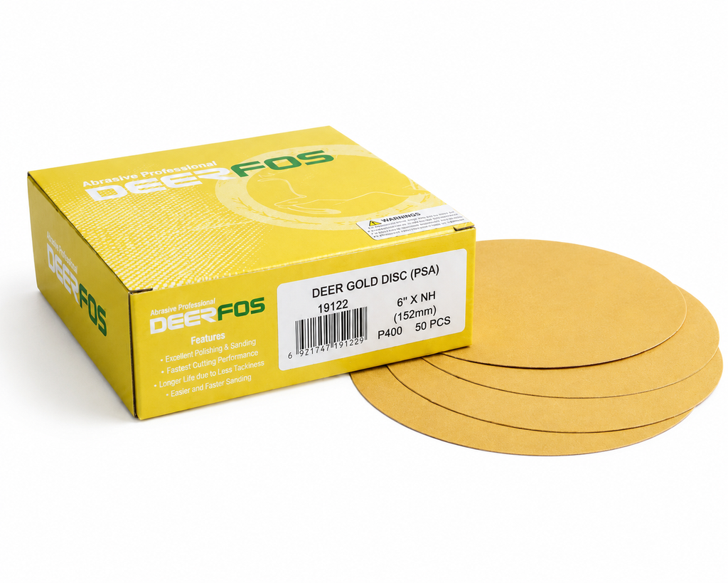 Deerfos Deer Gold 6" Hook & Loop Sanding Disc - Solid (No Hole)