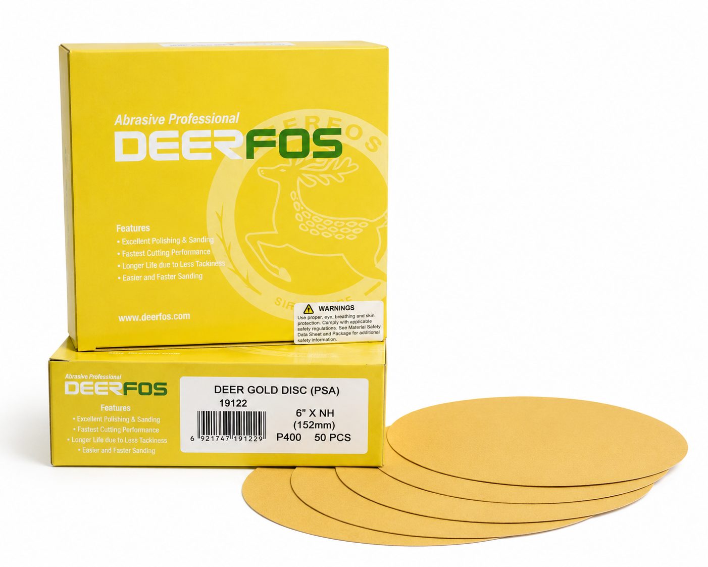 Deerfos Deer Gold 6" PSA Sanding Disc - Solid (No Hole)