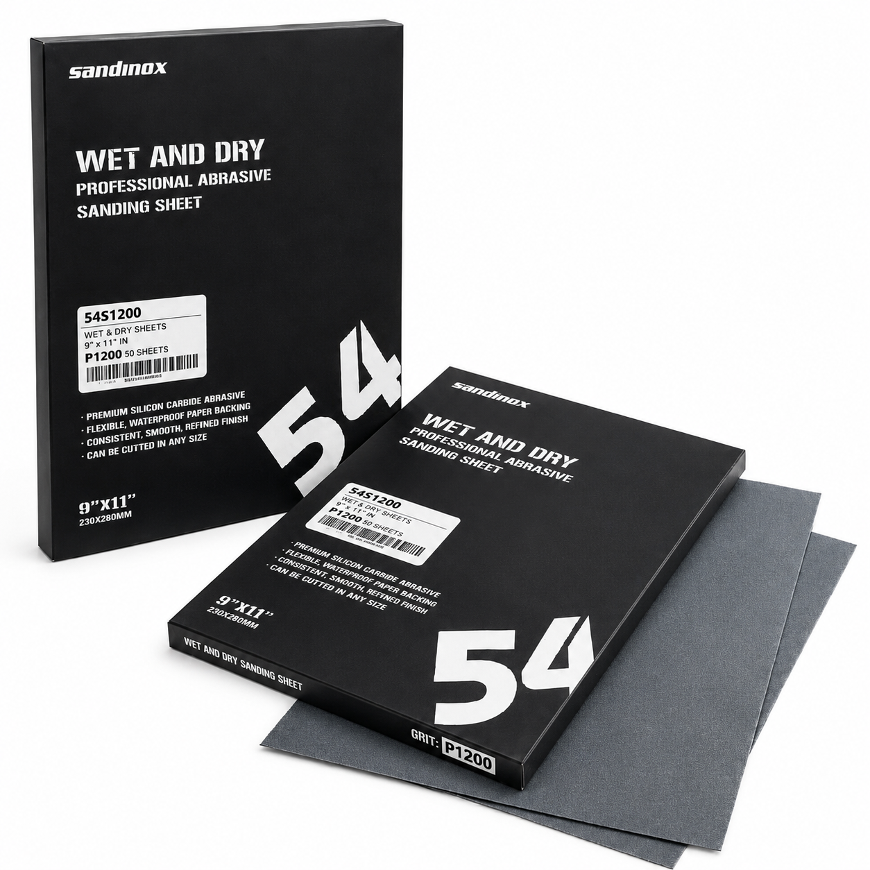 Sandwox Wet & Dry Professional Abrasive Sanding Sheets 9" x 11" – 50 Sheets