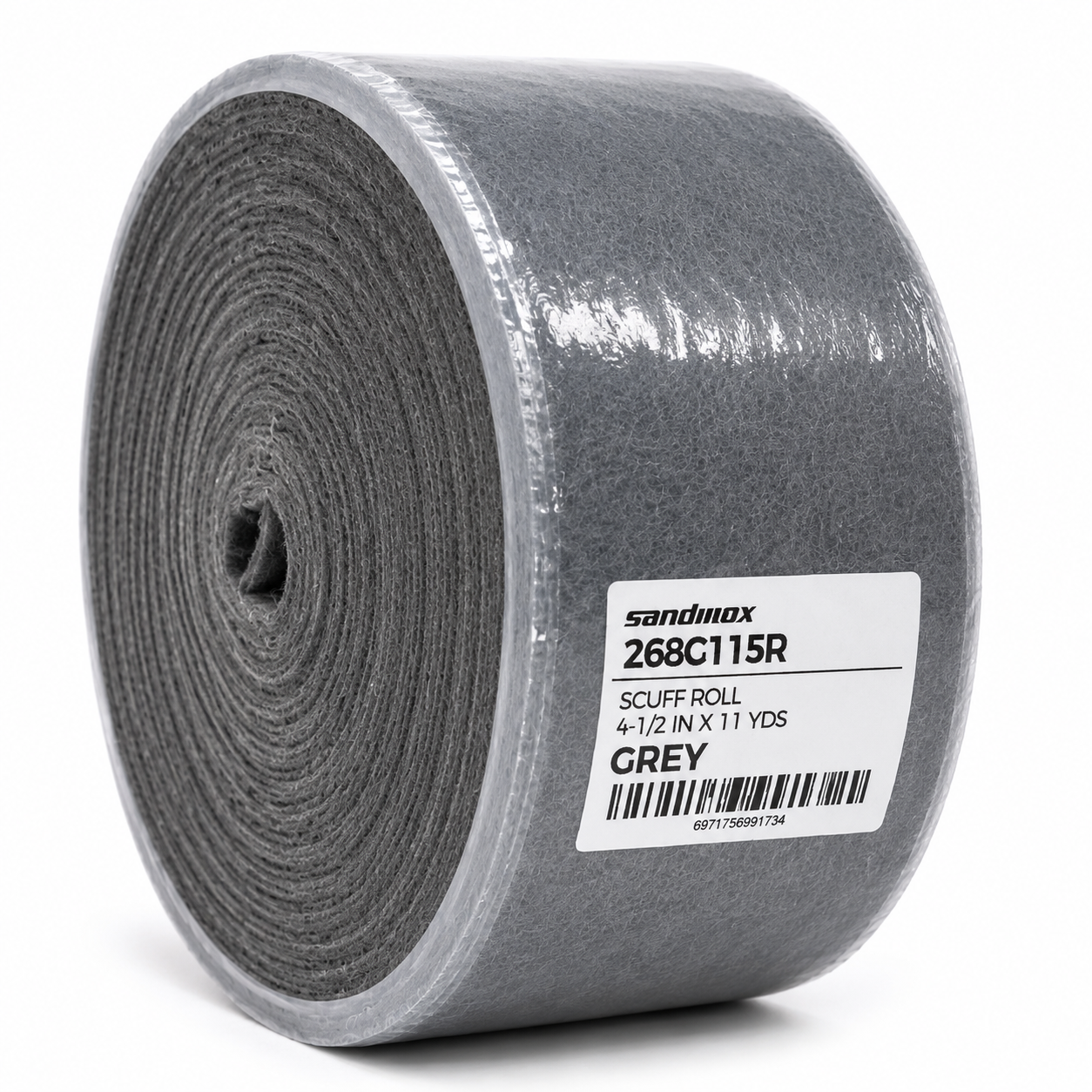 Sandwox 268G115R Grey Scuff Roll 4-1/2" x 11 Yards Non-Woven Abrasive Roll