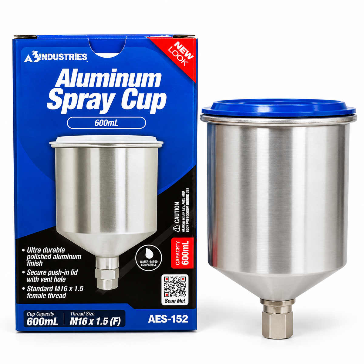 AES Industries Aluminum Spray Gun Cup – 600mL & 1 Liter