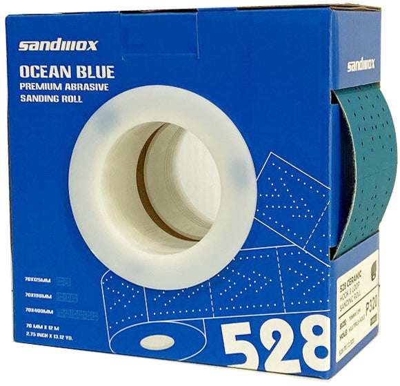 Sandwox 528 Ocean Blue Hook & Loop Sanding Roll 2-3/4" × 13 Yards